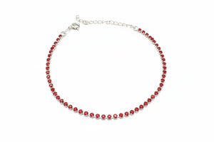Pulsera Tennis con Circones Rojos Plata 925 - 2mm