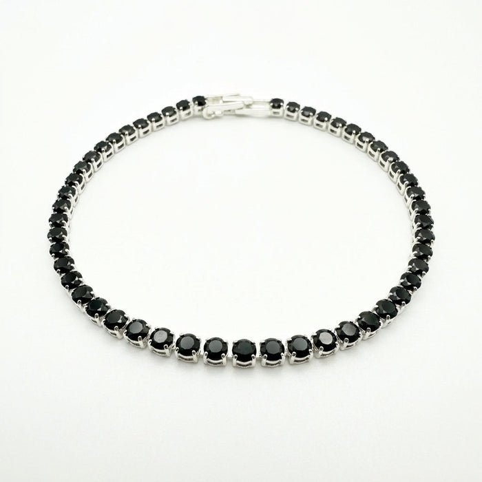 Pulsera Tennis con Circones Negros Plata 925 - 2mm – Silver Ice 01