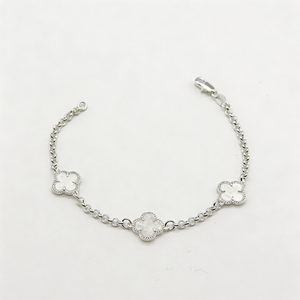 Pulsera Van Cleef Blanca Plata 925