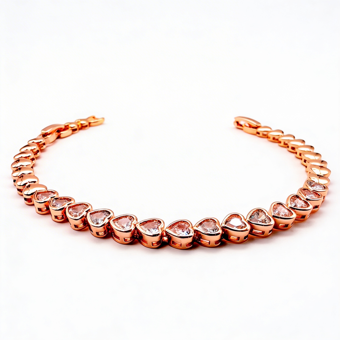 Pulsera Ice Hearts Oro Goldfilled Rosa – 5mm – Silver Ice 02